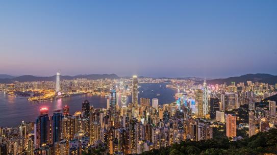 香港维多利亚港日转夜延时