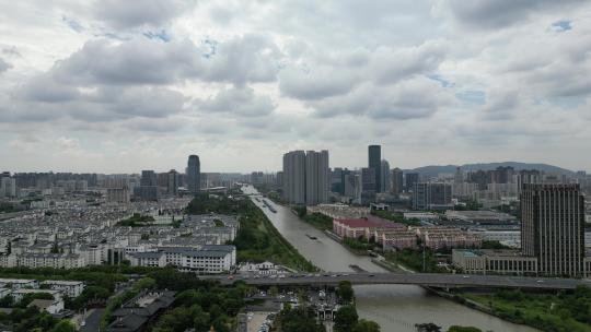 航拍江苏苏州京杭运河视频素材模板下载