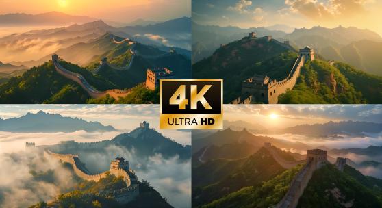 长城风光长城日出云海大好河山航拍万里长城高清在线视频素材下载