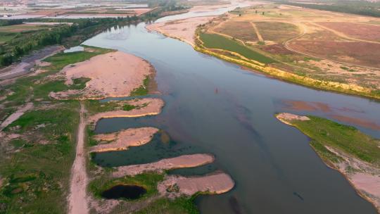 渭河湿地 两岸风光自然环境视频素材模板下载