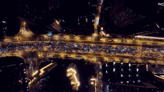 俯拍延安高架夜景视频素材模板下载