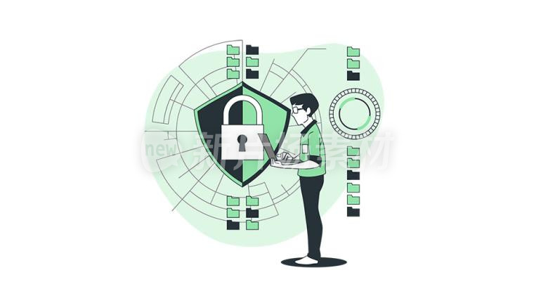 2-292数据安全加密保护线条