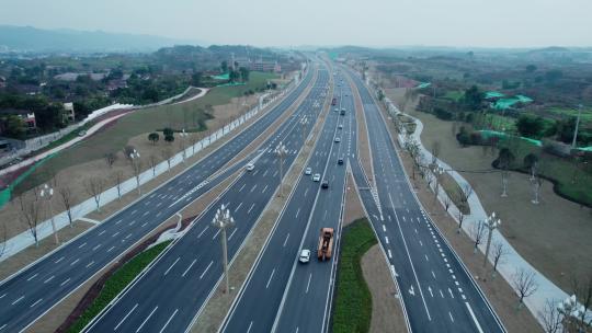 航拍城市建设道路公路