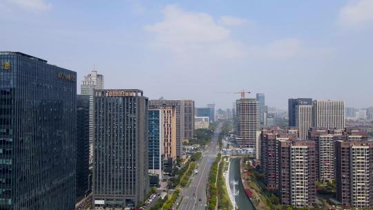 4k 航拍宁波南部商务区现代建筑街景