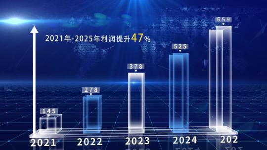 蓝色企业科技数据柱状图AE模板