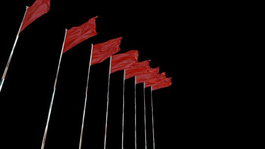 【透明通道】一排红旗飘扬