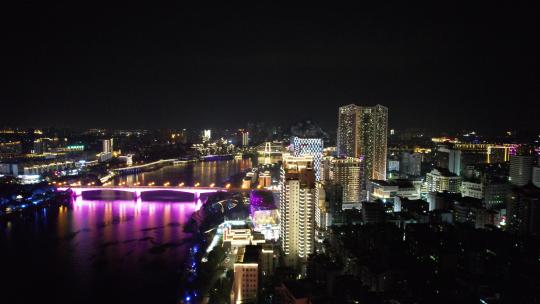 广西柳州城市夜景灯光航拍