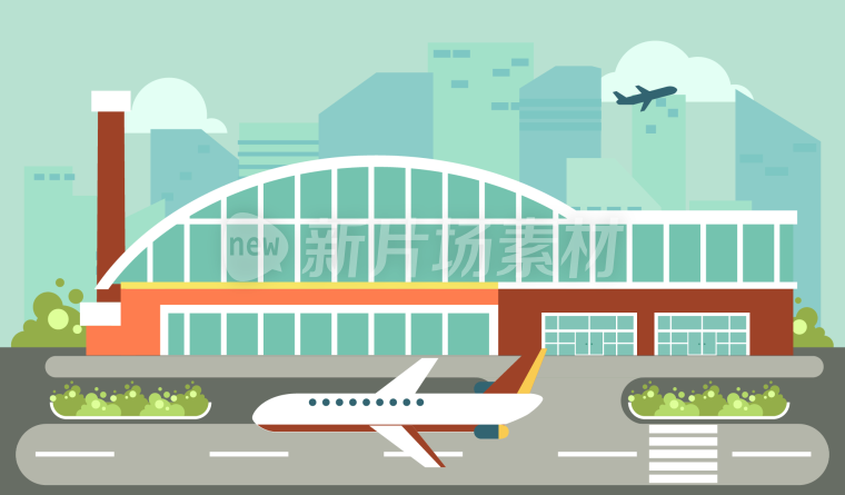 飞机场建筑城市MG动画素材
