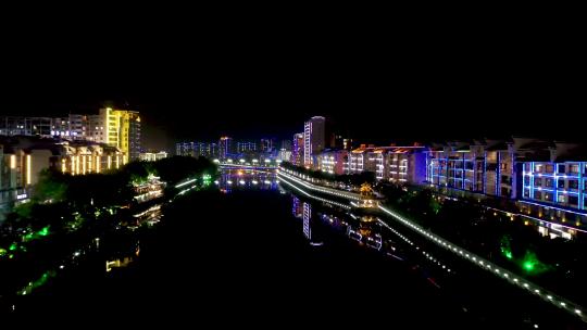 广西蒙山县夜景航拍