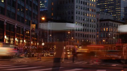 夜晚的城市夜景夜灯灯火川流不息