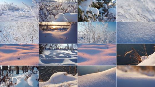 冬天雪地雾凇风景高清在线视频素材下载