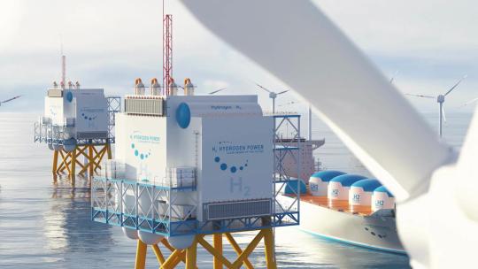 海上氢能生产清洁电力太阳能风力设施视频素材模板下载