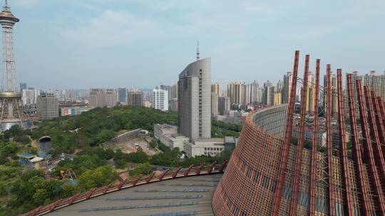 航拍湖南株洲神农城4A景区神农大剧院