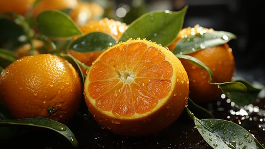 4K水果橙子多汁鲜橙特写维生素健康柑桔水果