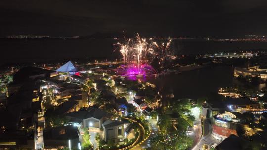 深圳南山区欢乐海岸夜景航拍