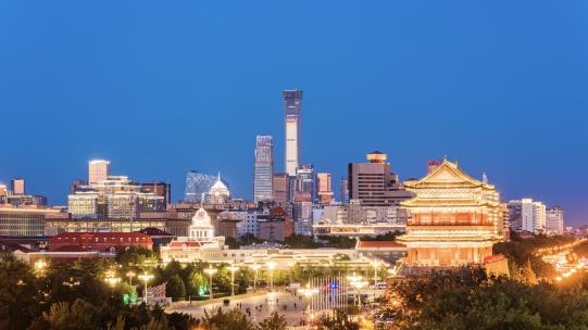 北京正阳门与国贸CBD夜景