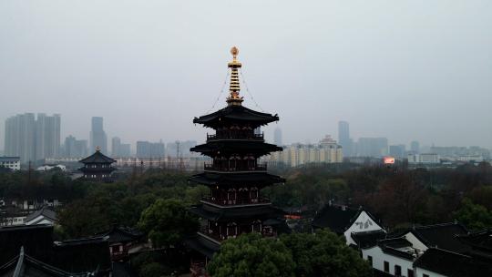 航拍苏州寒山寺