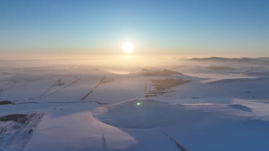 航拍4K东北雪域阳光雪原