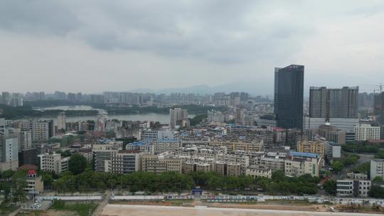 航拍江西九江城市建设九龙广场视频素材模板下载