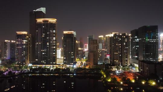 武汉江汉区夜景航拍