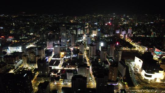 云南昆明商业圈城市夜景灯光航拍视频素材模板下载