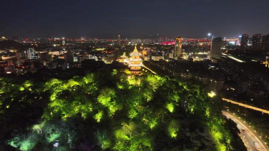 绍兴市蕺山公园文笔塔夜景视频素材模板下载