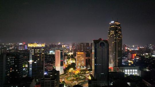 佛山禅城祖庙地标建筑CBD夜景航拍