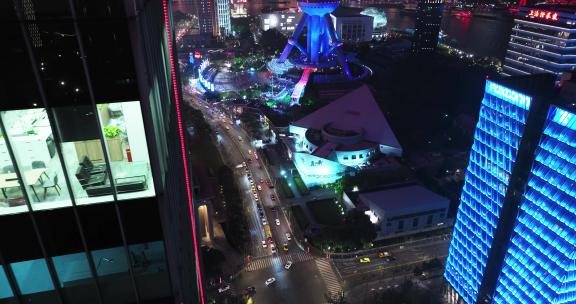 现代城市玻璃幕墙写字楼办公室夜景