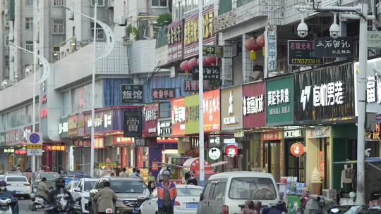 香港风闹市小吃街空镜人来人往