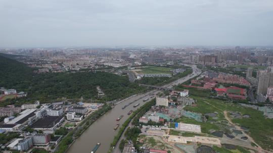 航拍江苏无锡京杭运河视频素材模板下载