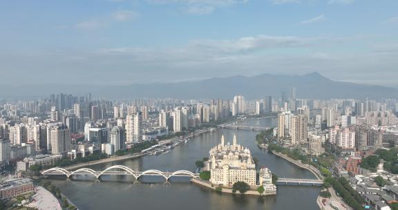 福州中洲岛航拍解放大桥闽江航拍60帧素材