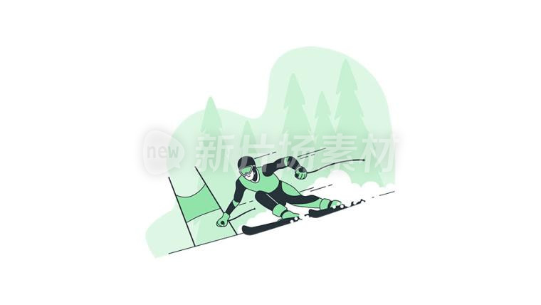 2-246冬奥会冬季项目滑雪线条