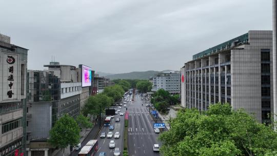 杭州庆春路建筑航拍空镜