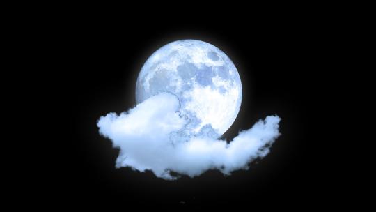 原创白云月亮-透明通道视频素材模板下载