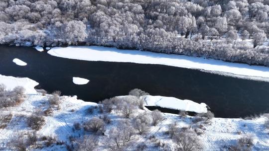 内蒙古雪原扎敦河丛林雾凇