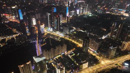 武汉江汉区夜景航拍
