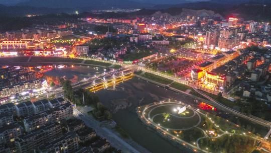 城市 霓虹 灯光 繁华 夜景 旌德