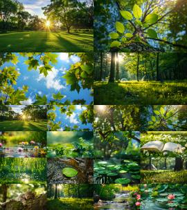 清凉夏天绿色树林植物生态高清在线视频素材下载