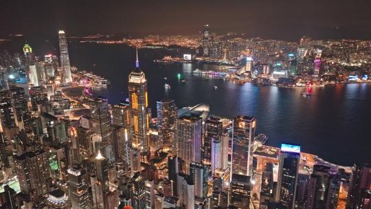 航拍香港半岛璀璨夜景