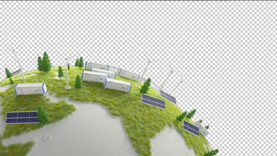 4K循环新能源绿色光伏地球素材1