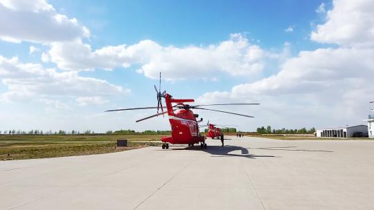 应急消防直升机森林救火演练空镜视频素材模板下载