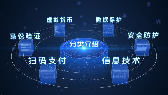 蓝色科技方块互联网大数据分类展示AE模板AE视频素材教程下载
