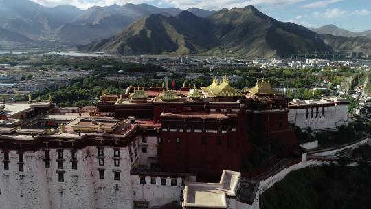 西藏拉萨布达拉宫航拍