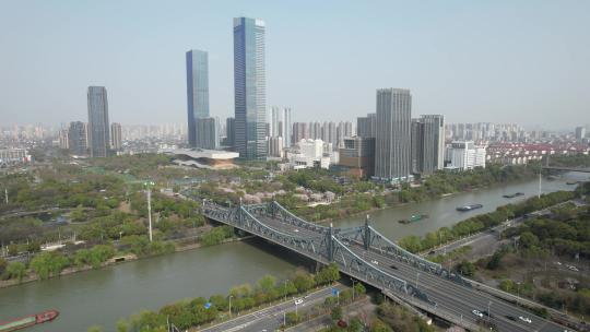 原创 无锡京杭大运河金匮大桥航拍城市风光视频素材模板下载
