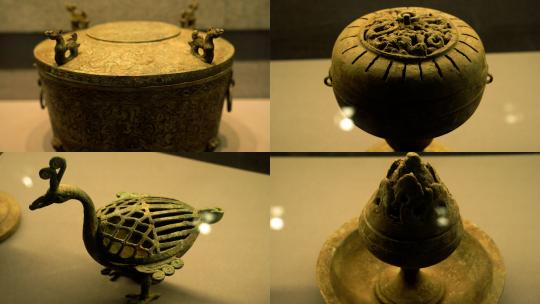 4K荆州博物馆古代文物青铜器高清在线视频素材下载