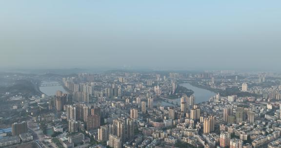 内江市东兴区航拍城市风光内江全景航拍风景