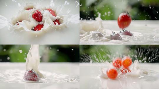 草莓水果牛奶高清在线视频素材下载