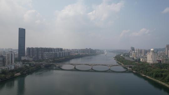 航拍广西柳州柳江文昌大桥