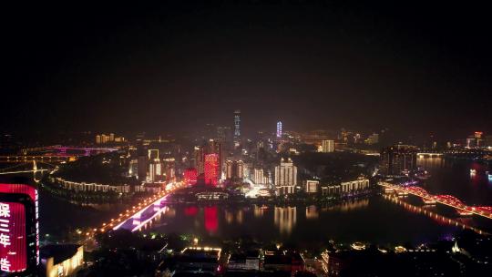 合集广西柳州城市夜景灯光航拍