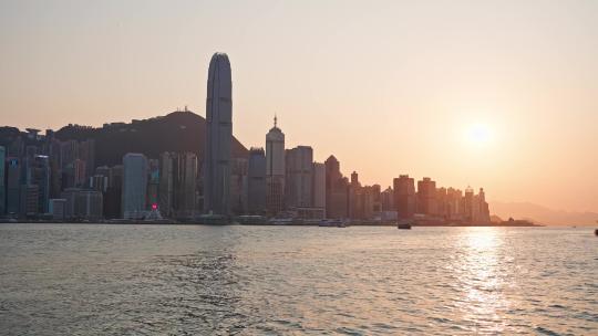 香港维多利亚港黄昏日落视频素材模板下载